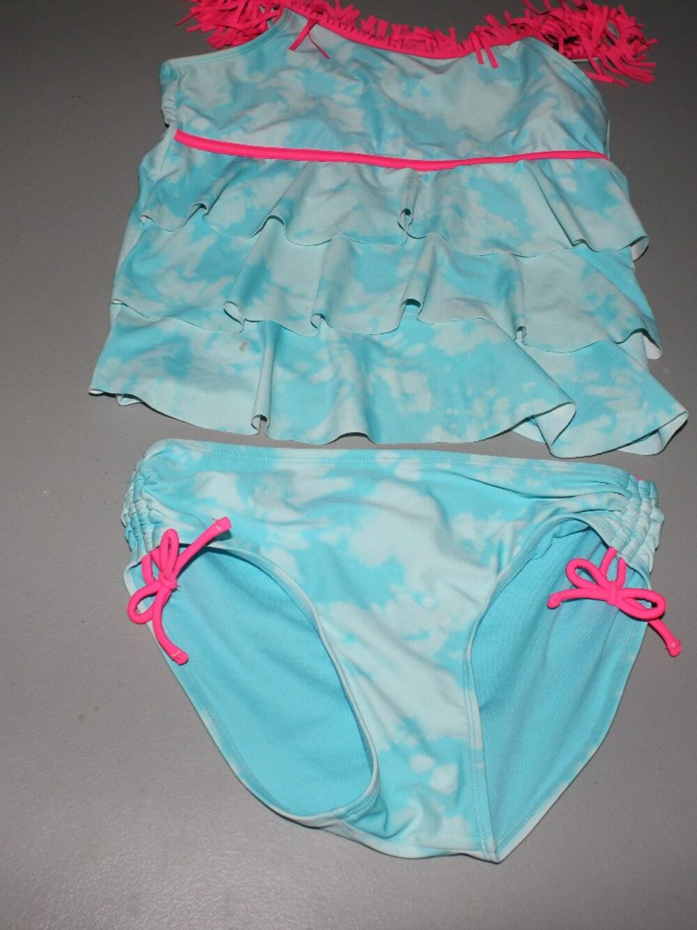 Blue & White 2 Pcs Justice Tankini Swimsuit Size `14